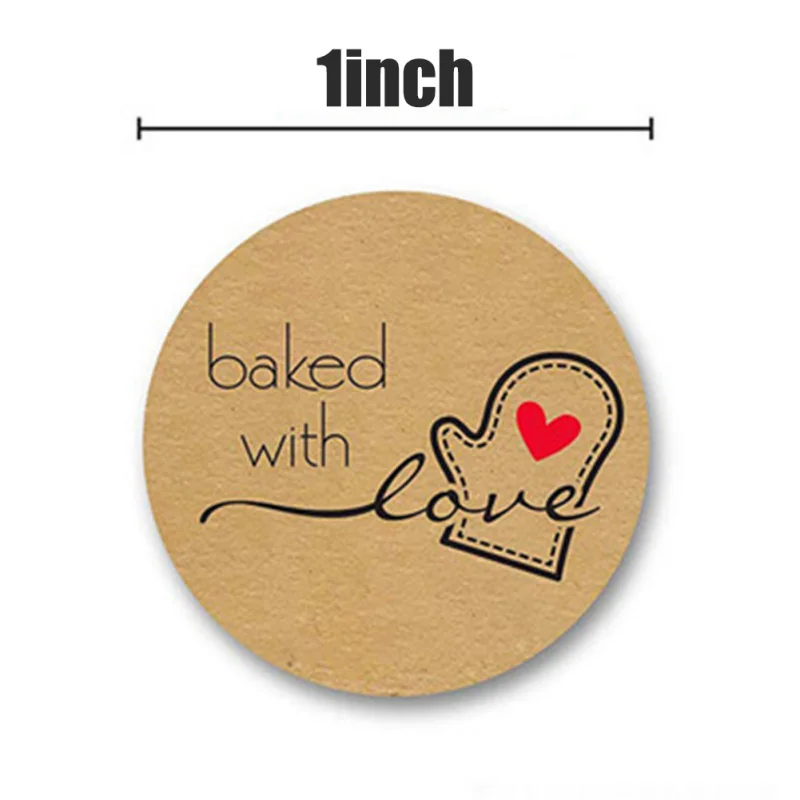 1 дюймов круглые натуральные крафт бумажные наклейки запеченные с любовью