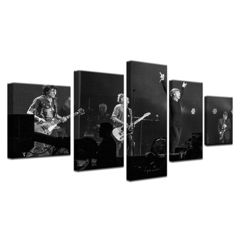 

Rock Art Wall Art Mick Jagger Poster 5 Panel Modular Home Painting Black White Wall Picture Bedroom Living Room Framework