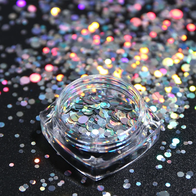 

8Pc Holographic Silvery Fine Glitter Epoxy Resin Metallic Silver Festival Sequin R2LE