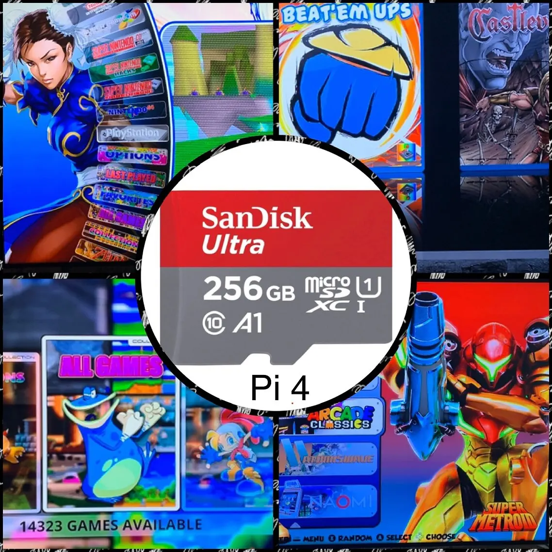 256 ГБ Micro SD карта Retropie эмуляция станция для Raspberry Pi 4 3D Boxart просмотр видео|Детали