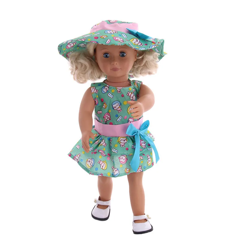 

Doll Clothes Dress Suit = Dress + Hat For 18 Inch American&43Cm Baby New Born Doll Generation , Gift