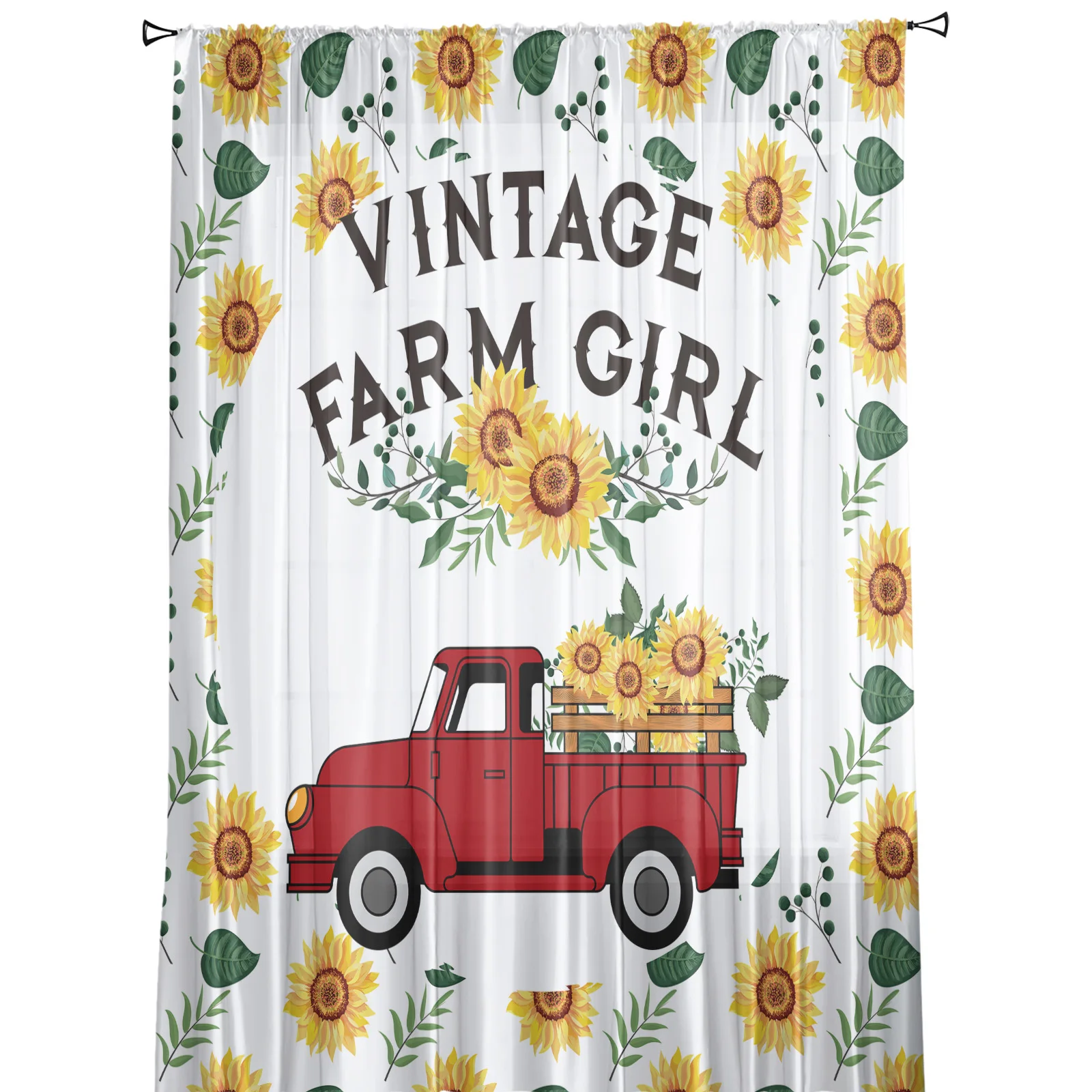 Винтаж дом красный грузовик шторы с подсолнухами для Гостиная Спальня