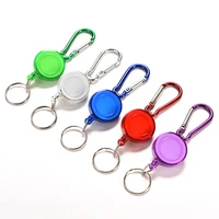 colourful metal retractable card badge holder ring belt clip pull camping key chain strap carabiner clip card label keyring