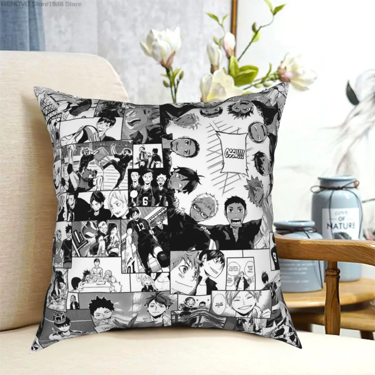 

Haikyuu!! Karasuno Collage Platz Kissen Polyester Gedruckt Zipper Decor Zimmer Kissen Abdeckung Großhandel