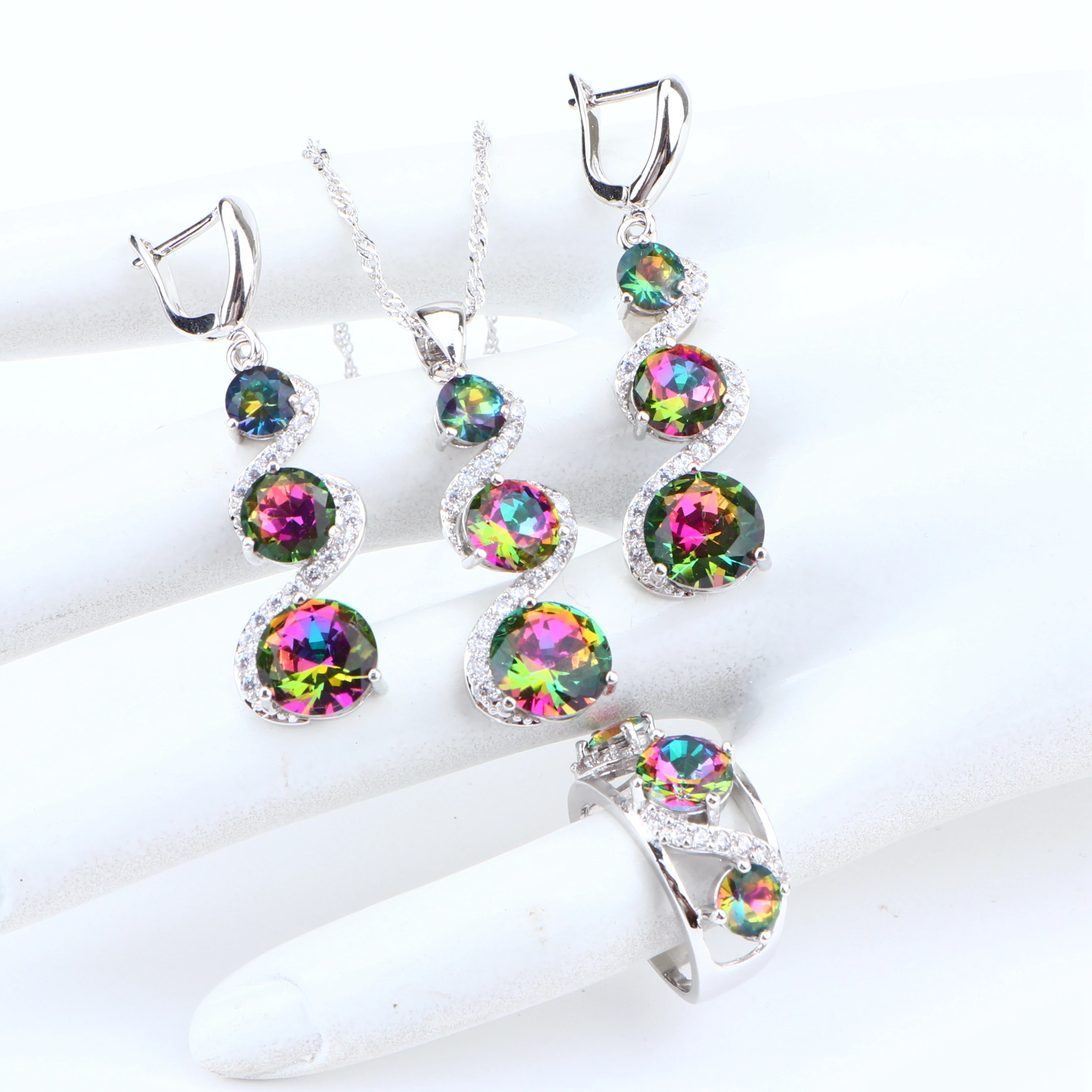 Женский Свадебный комплект из серебра 925 пробы с натуральным цирконием серьги