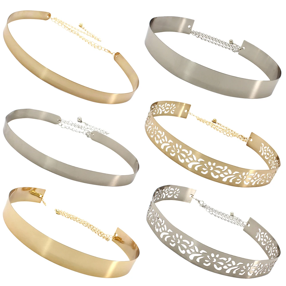 

Fashion Women Party Hollow Metal strap for women Modeling belt Wide Waistb and Belt Waist Chain Dress Punk Fashion Belts