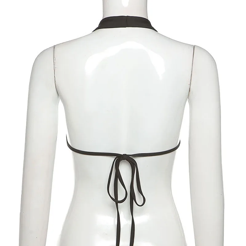 

Bandage Halter Solid Tops Women Backless Sleeveless Sexy Club Party Crop Top Club Slim Active Camis Female 2021 Summer Hot