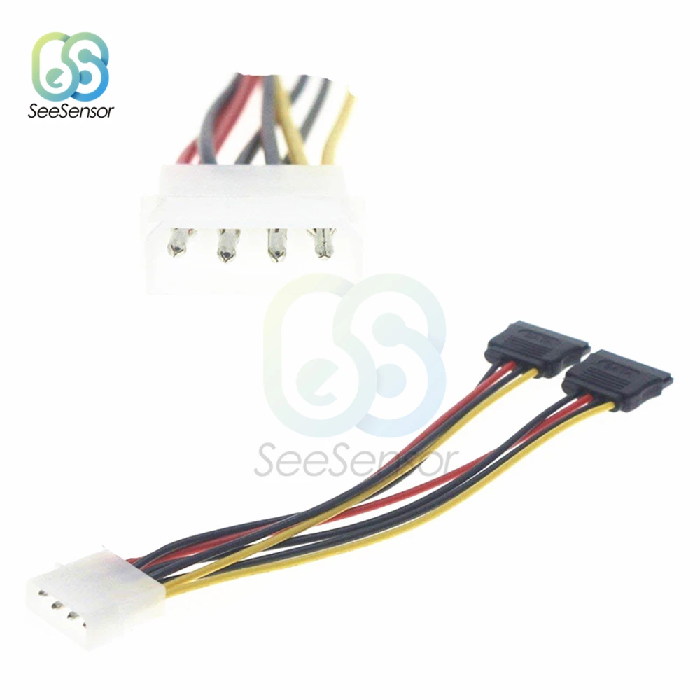 4Pin IDE силовой сплиттер Штекерный к 2 женским ATA/SATA кабель жесткого диска питания 15