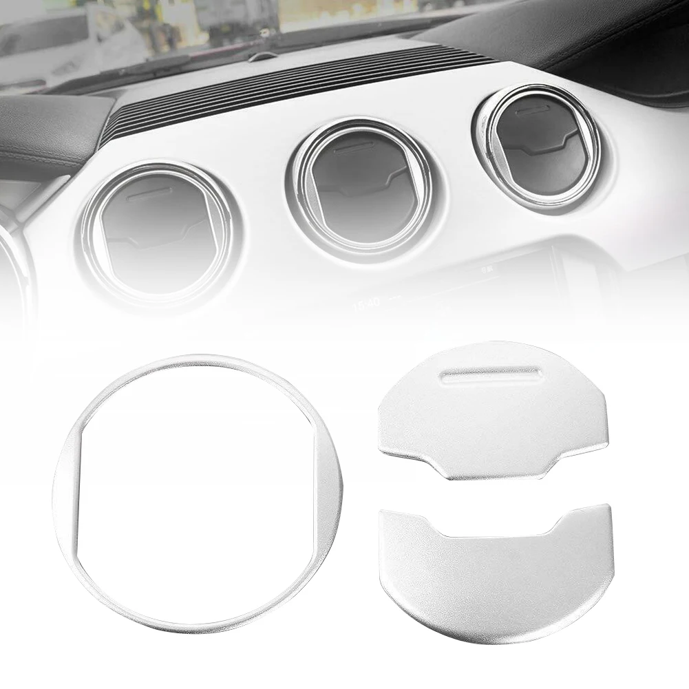 

3pcs Cover Center Console Outlet Aluminum Alloy Air Condition Vent Trim Car Interior Decor Accessories Styling For Ford Mustang