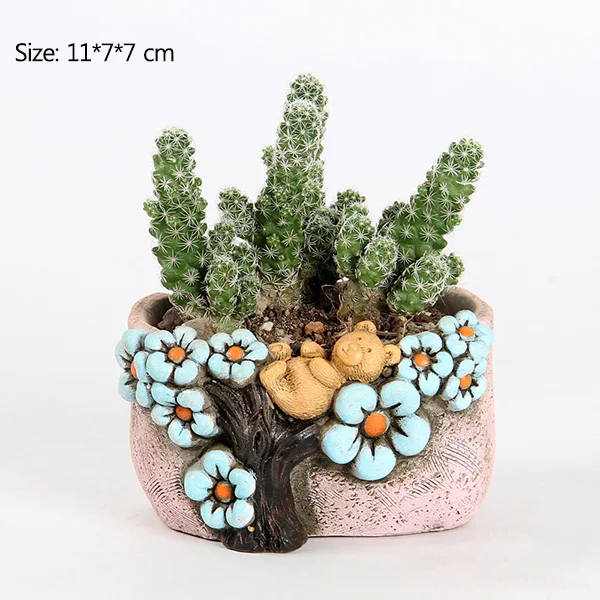 2-Only Flower Pot Strongwell корейский Медведь Тисненый Цветочный горшок цемент мясистая ручная роспись цветочный горшок скандинавские украшения дома аксессуары подарок - Цвет: 2-Only Flower Pot
