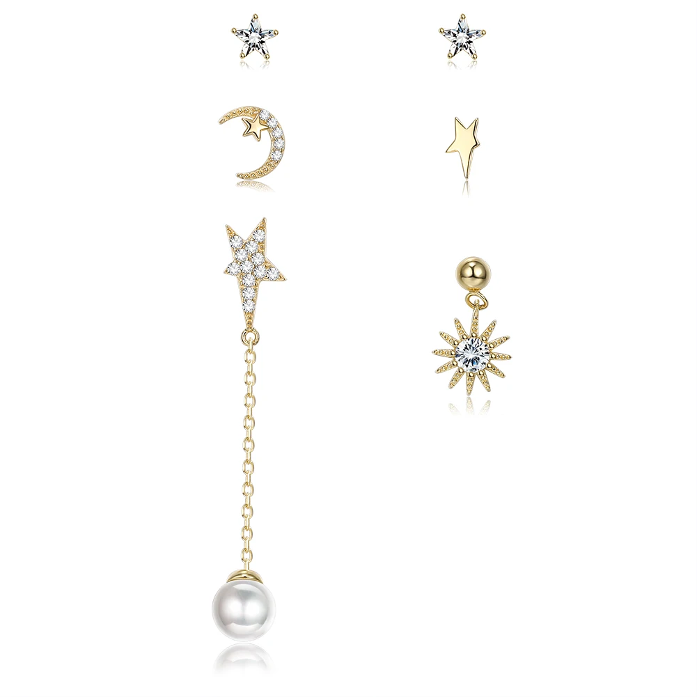 Gomaya 925 пробы серебро для Для женщин блестящие звезды луна асимметрия оболочка