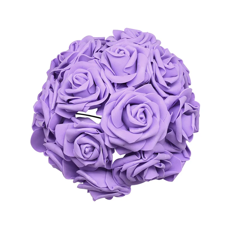 light purple 24 шт./лот искусственный букет роз декоративные пены розы цветы букеты невесты для свадьбы дома Вечерние Декорации для свадьбы - Цвет: light purple
