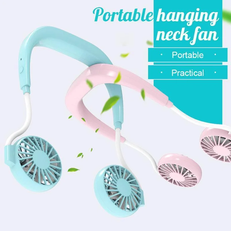 

USB Portable Neck Fan Hands-free Rechargeable Battery Small Portable Sports Fan 2200mA Desk Hand Air Summer Conditioner Cooler