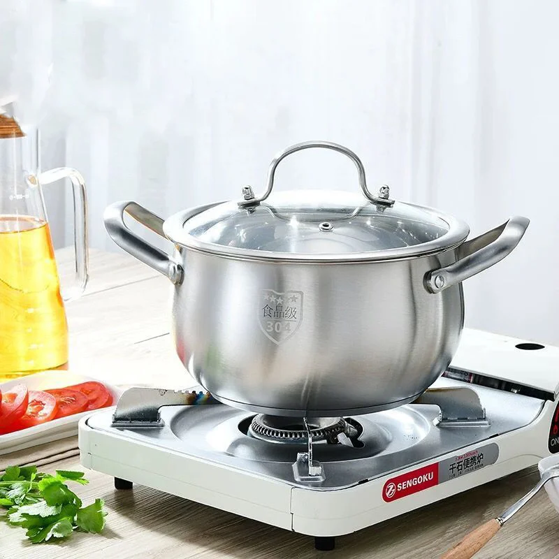 

Extra Thick 304 Stainless Steel Soup Pot Double Bottom Non-stick Stainless Steel Pot Induction Cooker Small Soup Pot Household