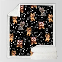 cute yorkshire terrier cozy premiun fleece blanket 3d printed sherpa blanket on bed home textiles