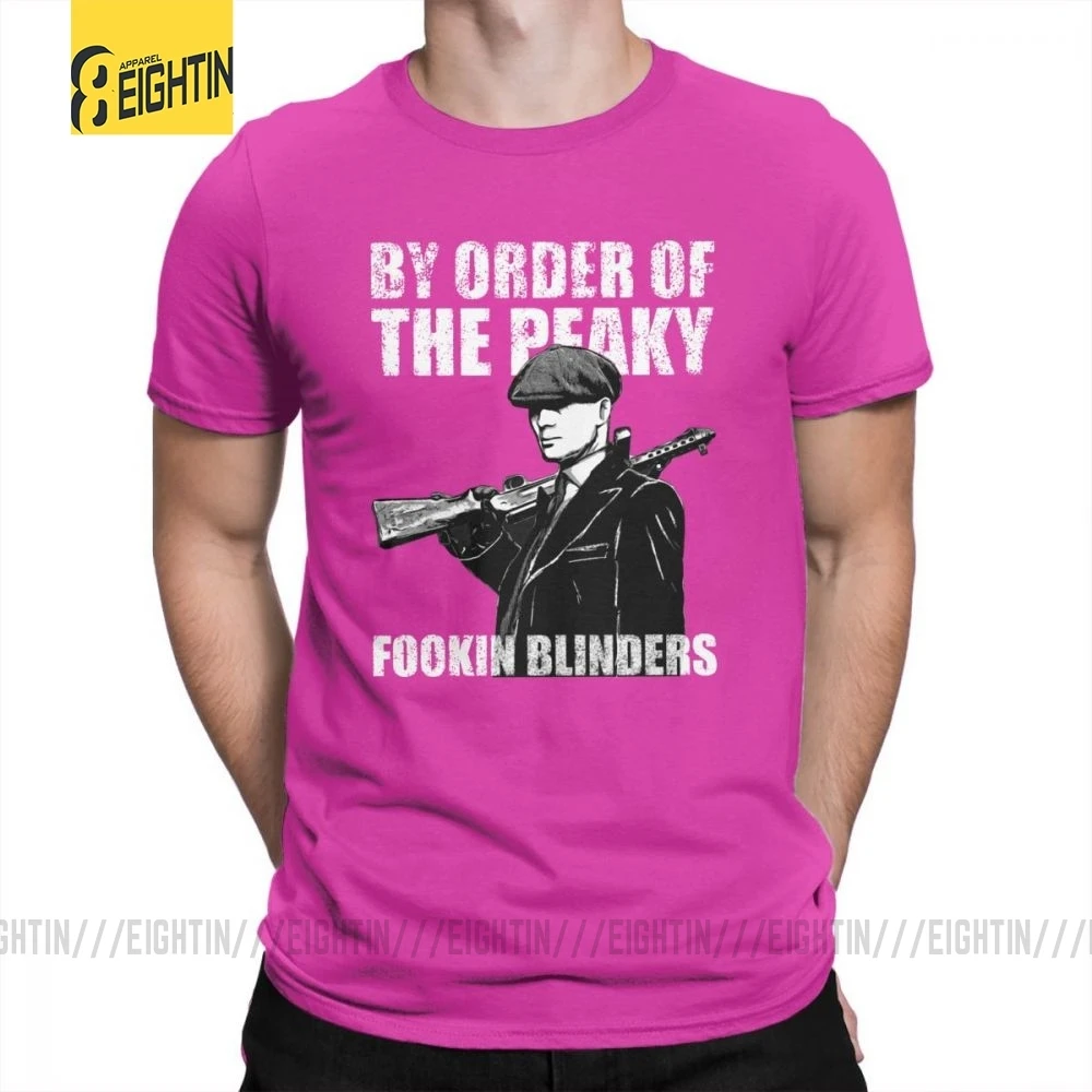 Футболки The Peaky Fookin blinds, хлопок, короткий рукав, круглый вырез, одежда для мужчин, футболки, винтажные, уникальные, 4XL, футболка - Цвет: Fuchusia
