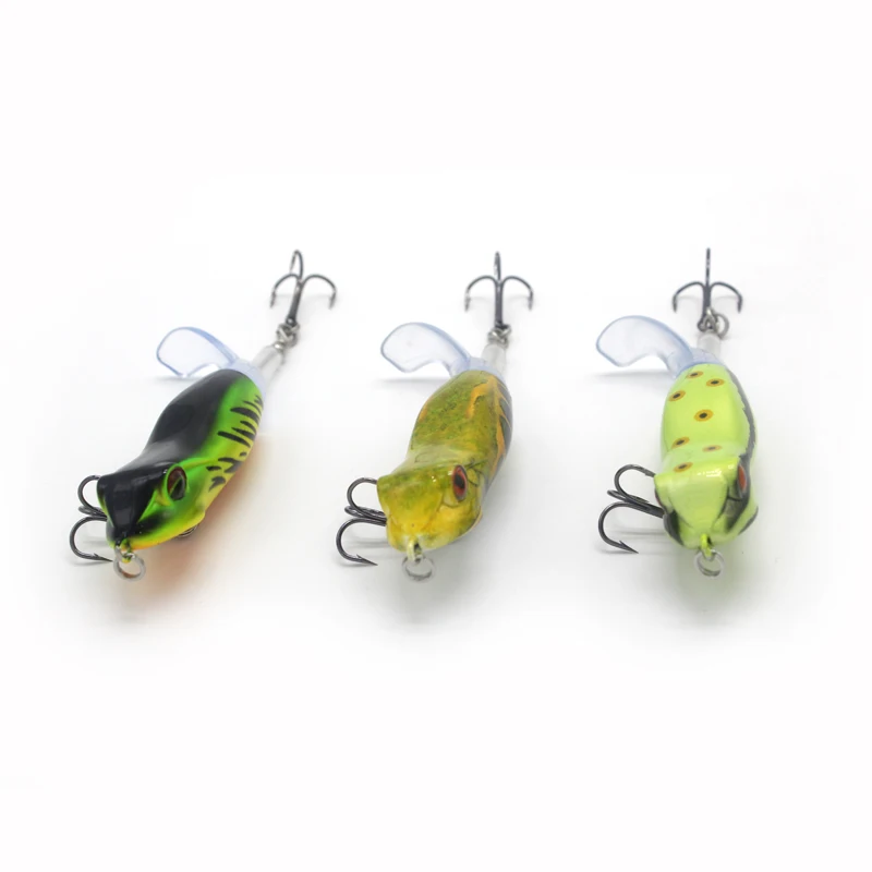 

New Arrival 1pcs 11g 9cm Topwater Artificial Lures Quality Crankbait Whopper Plopper Frog Lure Rotating Tail Fishing Popper