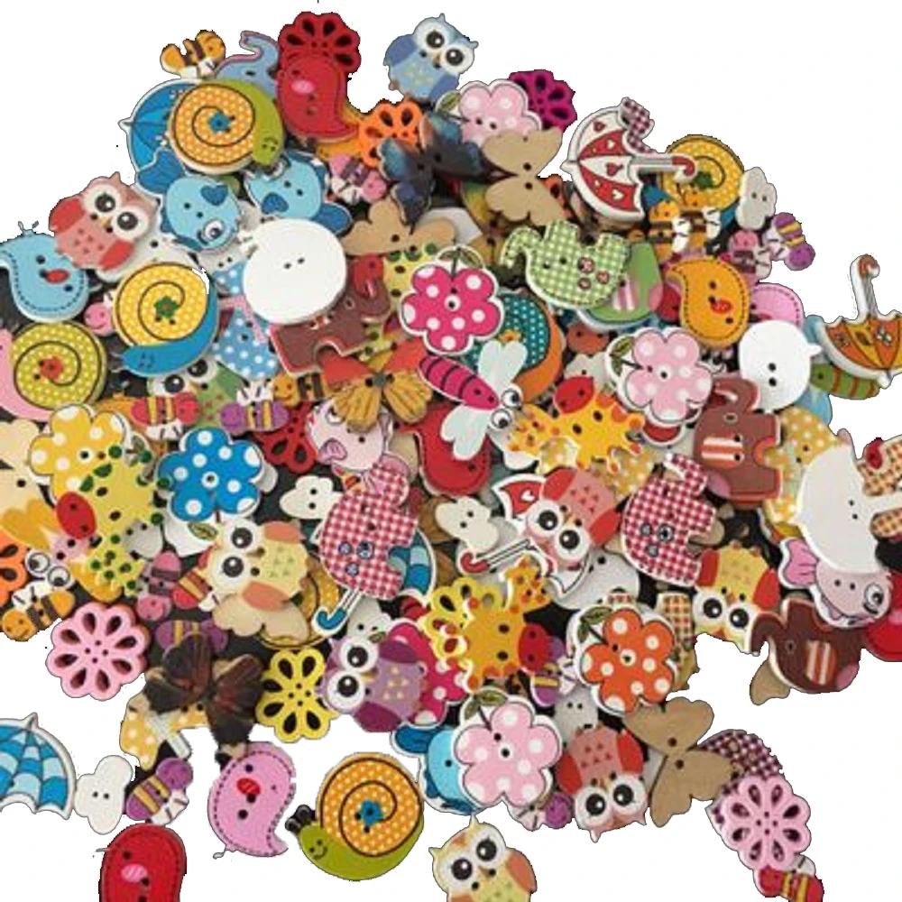 Микс разноцветных деревянные швейные пуговицы для детской одежды скрапбукинг