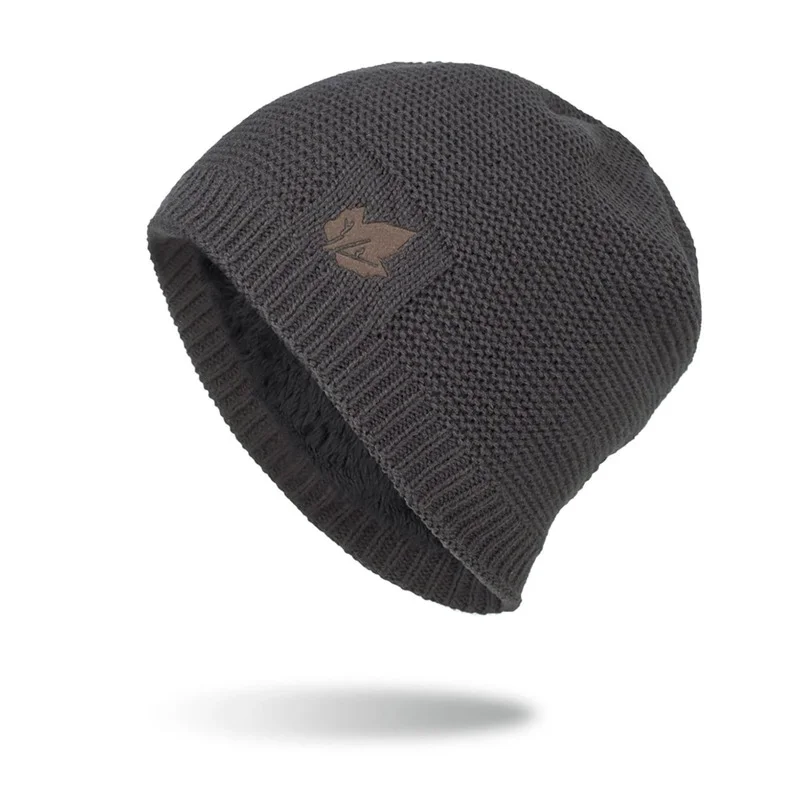 

Fashion Bonnets for Women Solid Color Warm Knitted Hats Male Vintage Simple Brimless Caps Embroidered Leaf Beanies Skullies
