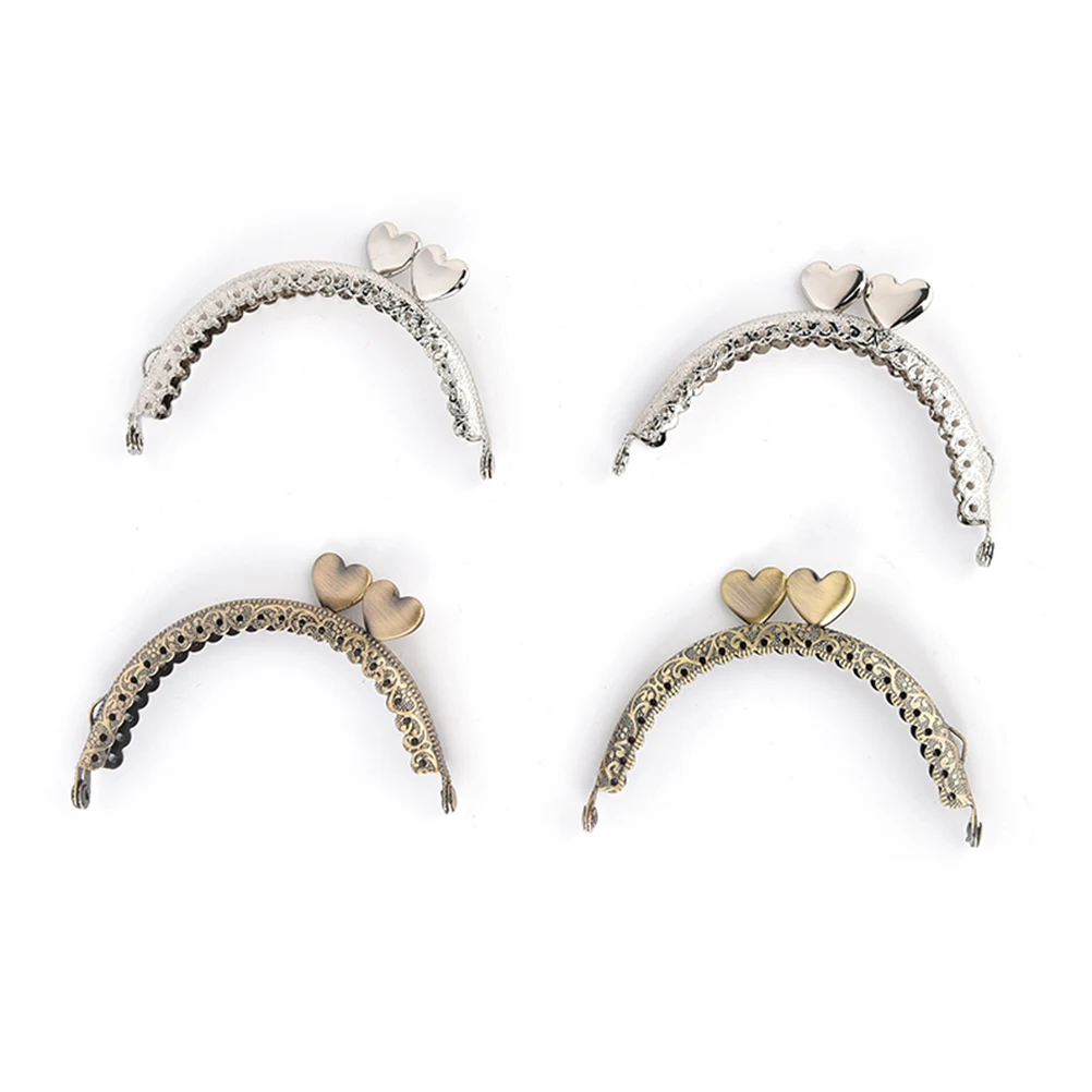

1PCS 8.5cm Metal Kiss Clasp Frame Girl Coin Purse Metal Clasp Bag Frame Hardware Knurling Mouth Bronze Silver Heart Buckle