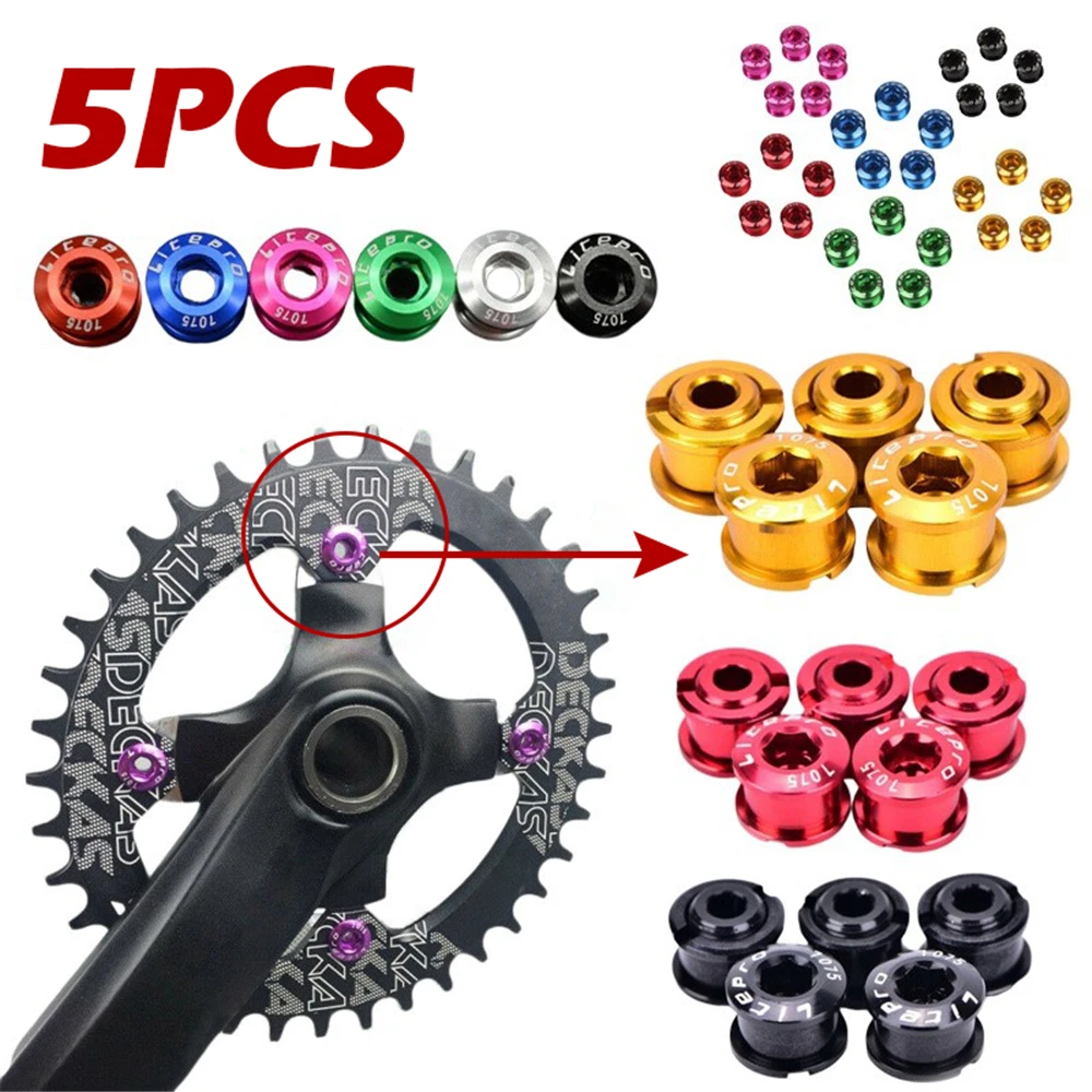

5Pcs Bicycle Chainwheel Bolts Aluminum Alloy MTB Road Bike Chainring Screws for Crankset Bicycle Mountain Road Cycling Parts