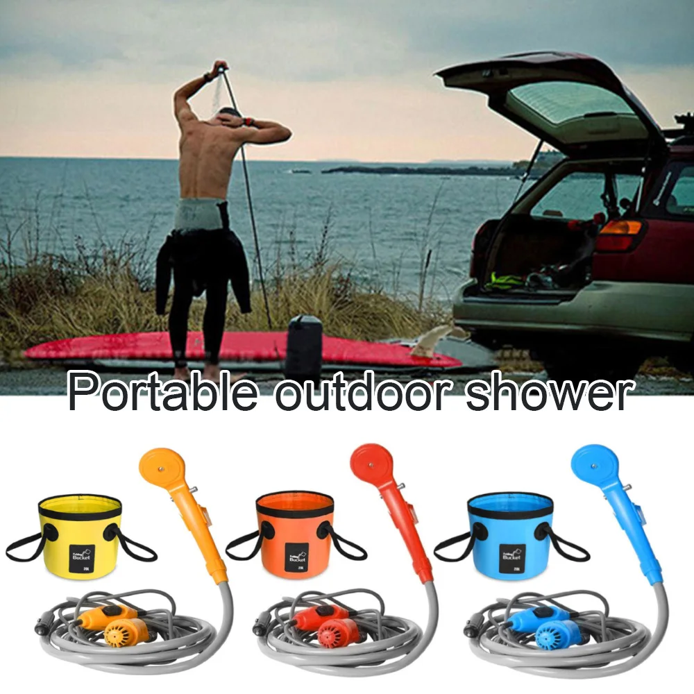 Скидка 12V Портативный шайбы автомобиля набор для душа Высокое Давление Авто душ шайба набор Электрический насос с распылителем для активного отды...