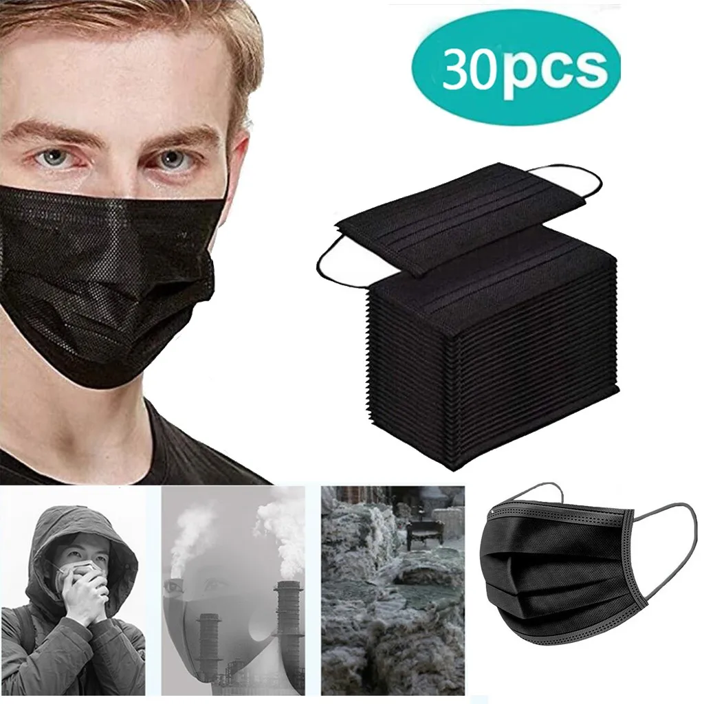 Mascarillas маска защитные перчатки для лица на крышка открытом воздухе 30 шт Черный cubre