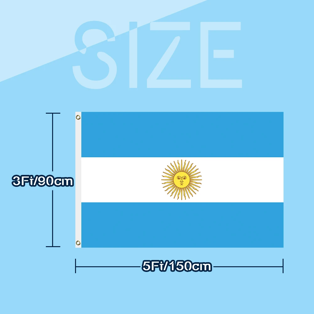 Флаг Аргентины 400D Полиэстер Премиум качества серебристые флаги с ярким цветом и