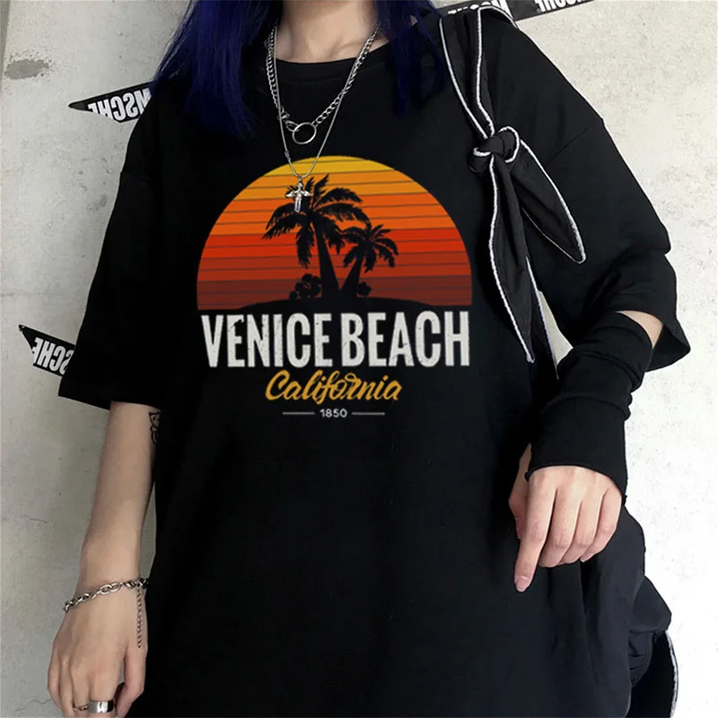 Женская футболка с надписью California Пляжная свободная в стиле Харадзюку уличная