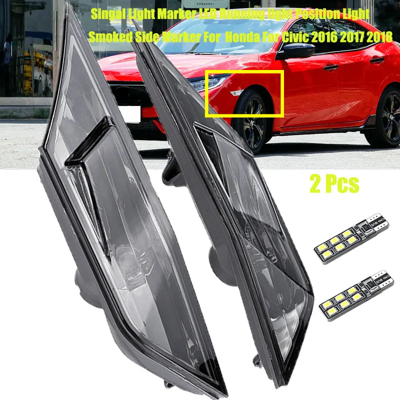 

1 Pair LED Turn Signal Flasher Lights Rearview Mirror Indicator Side Mirror Lights With T10 LED Bulb For Civic 2016 2017 2018