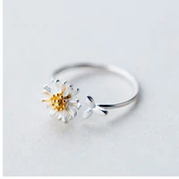 korean style daisy flower elegant opening rings women adjustable wedding party engagement finger rings statement jewelry gift