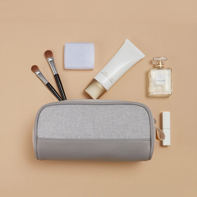 

Zipper Sealed Cotton and Linen Cosmetic Bag Large Capacity Waterproof Sundries Finishing Bag Multifunctional Travel Wash Bag 1PC