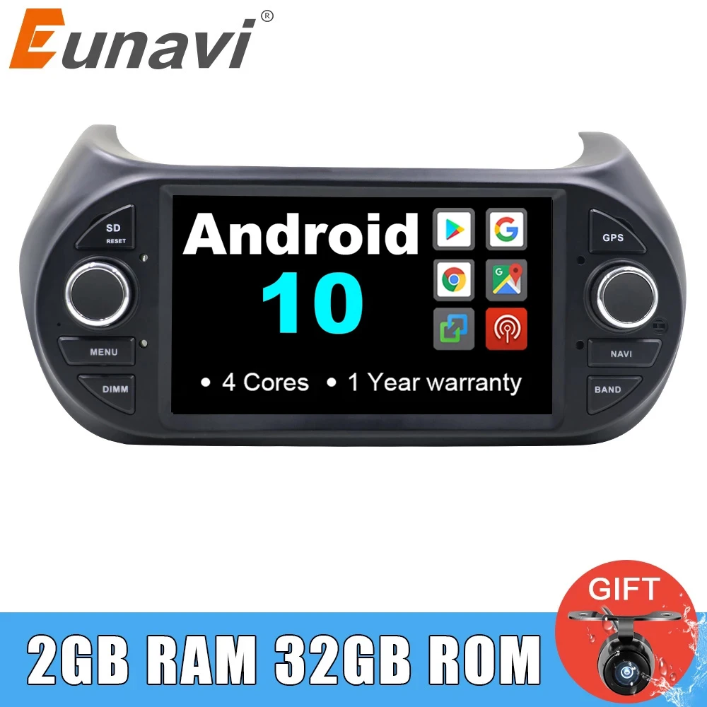Eunavi 1din автомобильный Радио стерео Мультимедиа Android 10 для FIAT/Fiorino/Qubo/Citroen/Nemo/Peugeot/Bipper