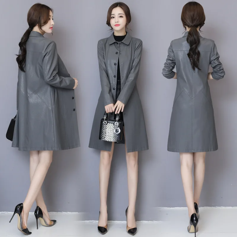 Известная Новая модная Осенняя Женская дубленка пальто средней длины ветровка