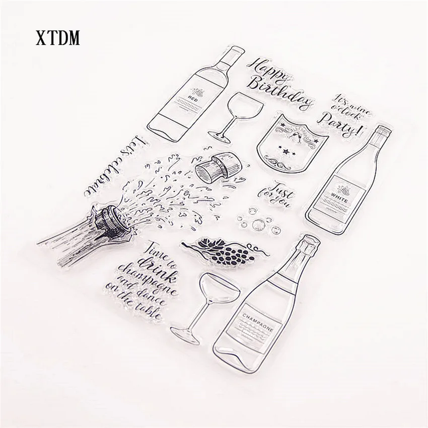 Горячая продажа бутылка для вина Алфавит Прозрачный штамп/силиконовый валик