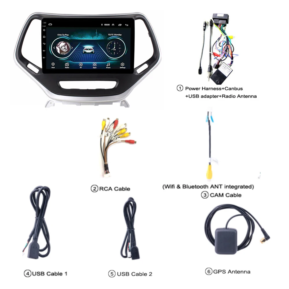 

9 inch Android 8.1 2 Din Car Multimedia Stereo Player For Jeep Cherokee 2014 2015 2016 2017 Navigation GPS Radio