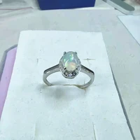 kjjeaxcmy boutique jewelry 925 silver natural opal girl ring 5x7mm oval glossy mini gem support re inspection certificate