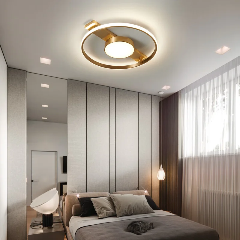 Медные золотые потолочные светильники FSS лампа для спальни современный