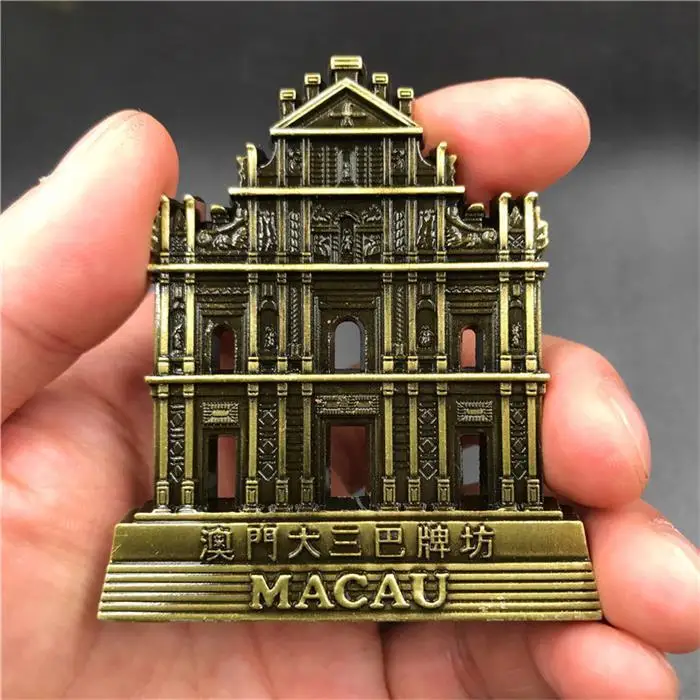 3d стерео металлический магнит на холодильник, магнитные наклейки на холодильник в США Египет Австрия Испания Дубай Россия Шанхай Макао сувенир ремесло - Цвет: Macau