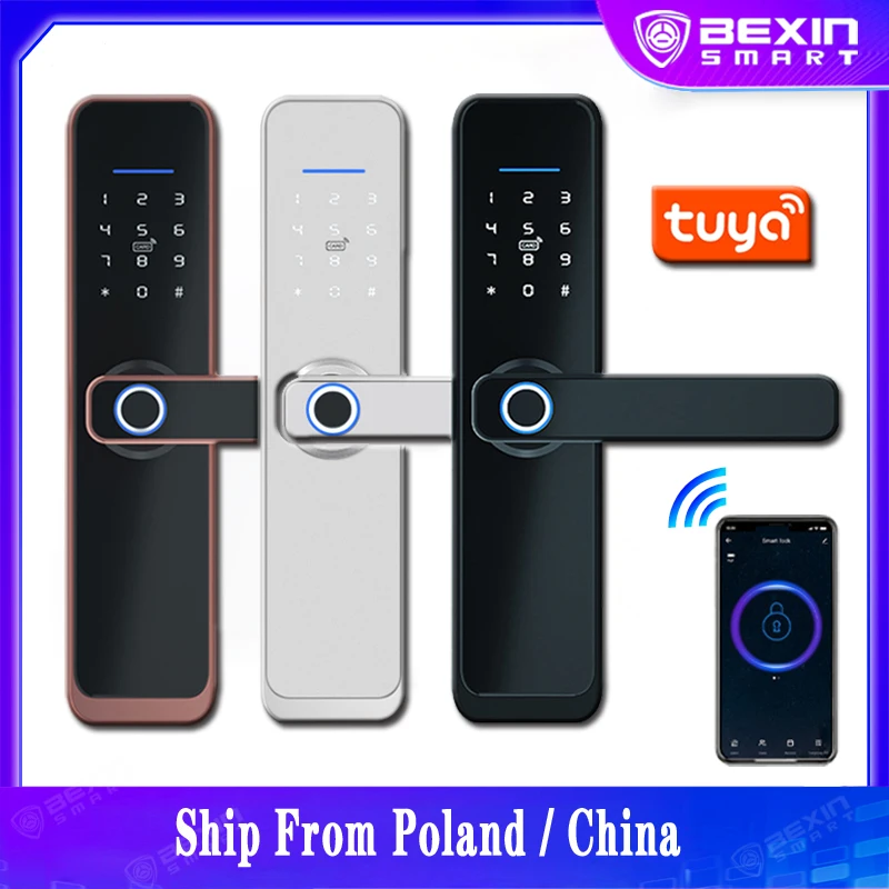 Умный дверной замок Tuya Wi Fi биометрический сканер отпечатка пальца Электронная