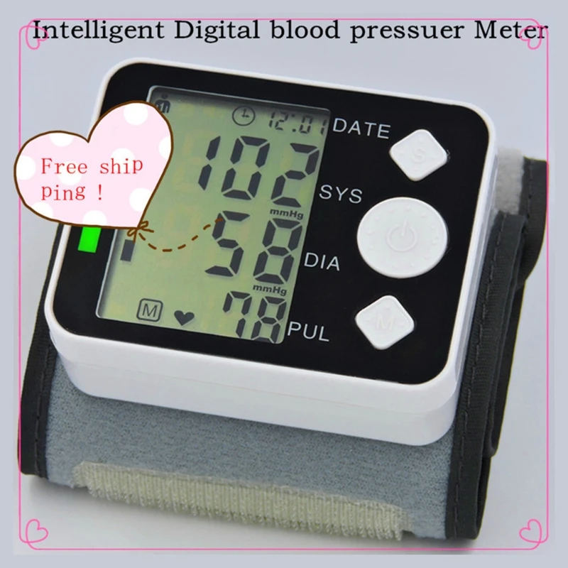 Цифровой ЖК монитор артериального давления на запястье Автоматический