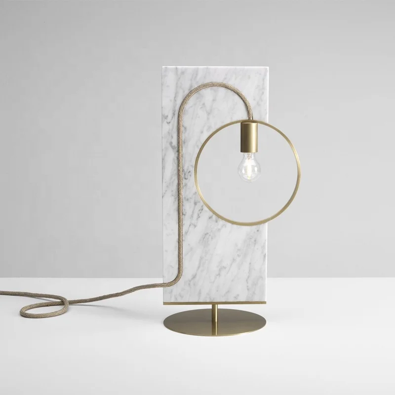 Простой Мраморный сбалансированный круглый железный каркас настольная