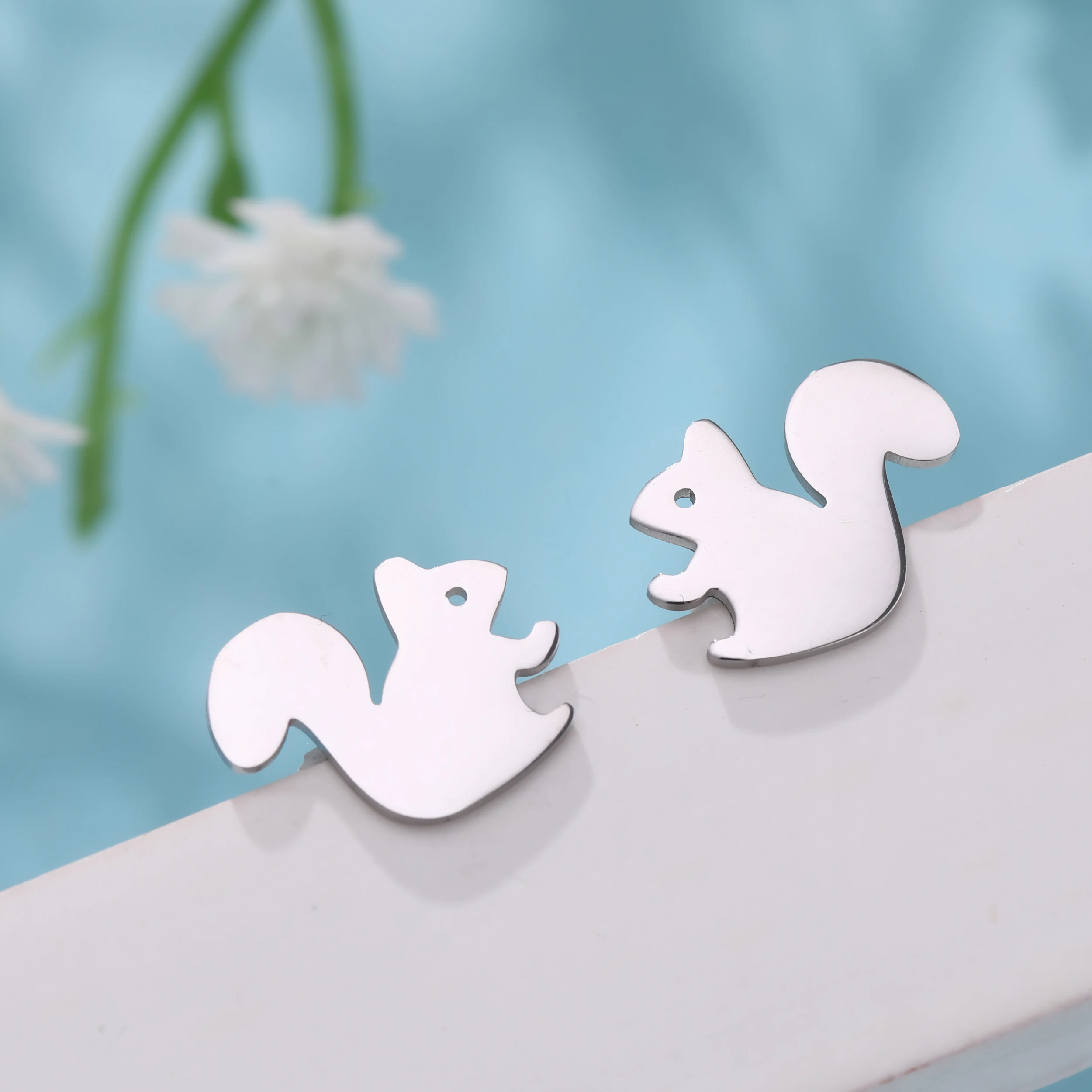 My Shape серьги гвоздики белка из нержавеющей стали маленькие животное