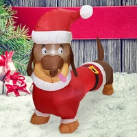 christmas inflatable model dachshund wear christmas clothes with light for courtyard lawn party decor stake props toys household