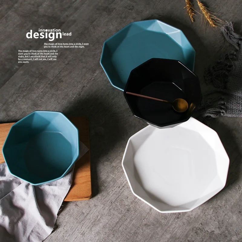 Геометрические керамические тарелки наборы шестиугольных блюд и тарелок