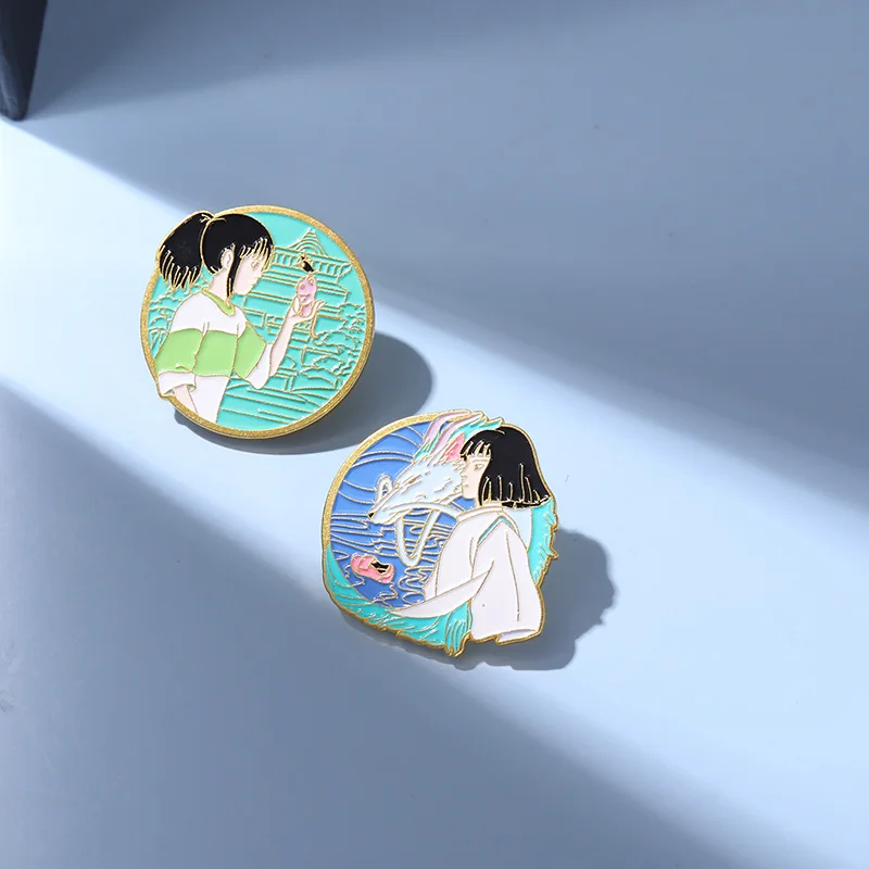 

Брошь с эмалью Chihiro и Haku, значок из студии ghiвеликолепного искусства Хаяо Миядзаки