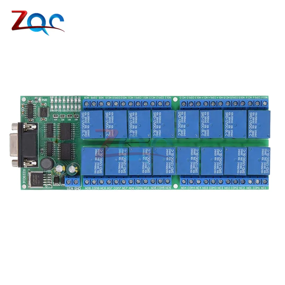 DC 12V R223C16 16-канальный видеорегистратор релейных платов RS232 DB9 женский Интерфейс