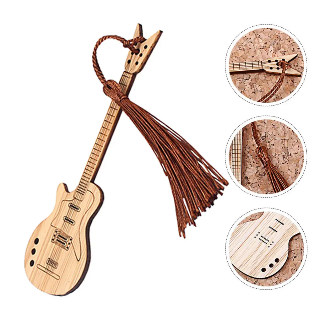 

Bamboo Creative Guitar Shape Page Marker Exquisite Book Mark Gift