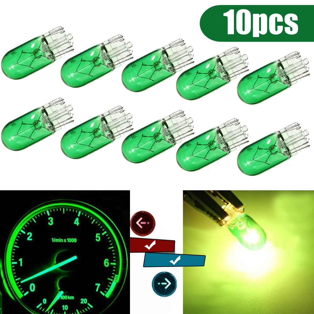 10Pcs Green T10 501 W5W 3W Cars Auto Vehicle Truck SUV Dashboard Dash Panel Gauge Lights Bulbs Interior Accessories Universal | Автомобили