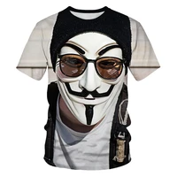 glasses male clown graphic t shirt summer fashion 3d printing round neck comfortable fabric streetwear mens t shirt mens